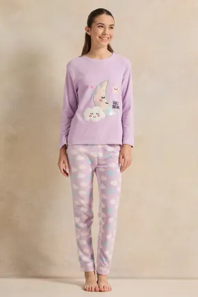 Senior Girls Purple Microfleece Pajama Set (2 Piece)