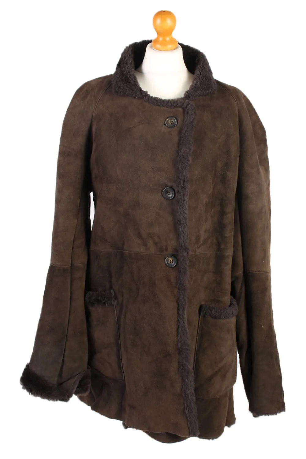 Shearling Tan Jacket Vintage Sheepskin Leather M Brown - Pepper Tree London