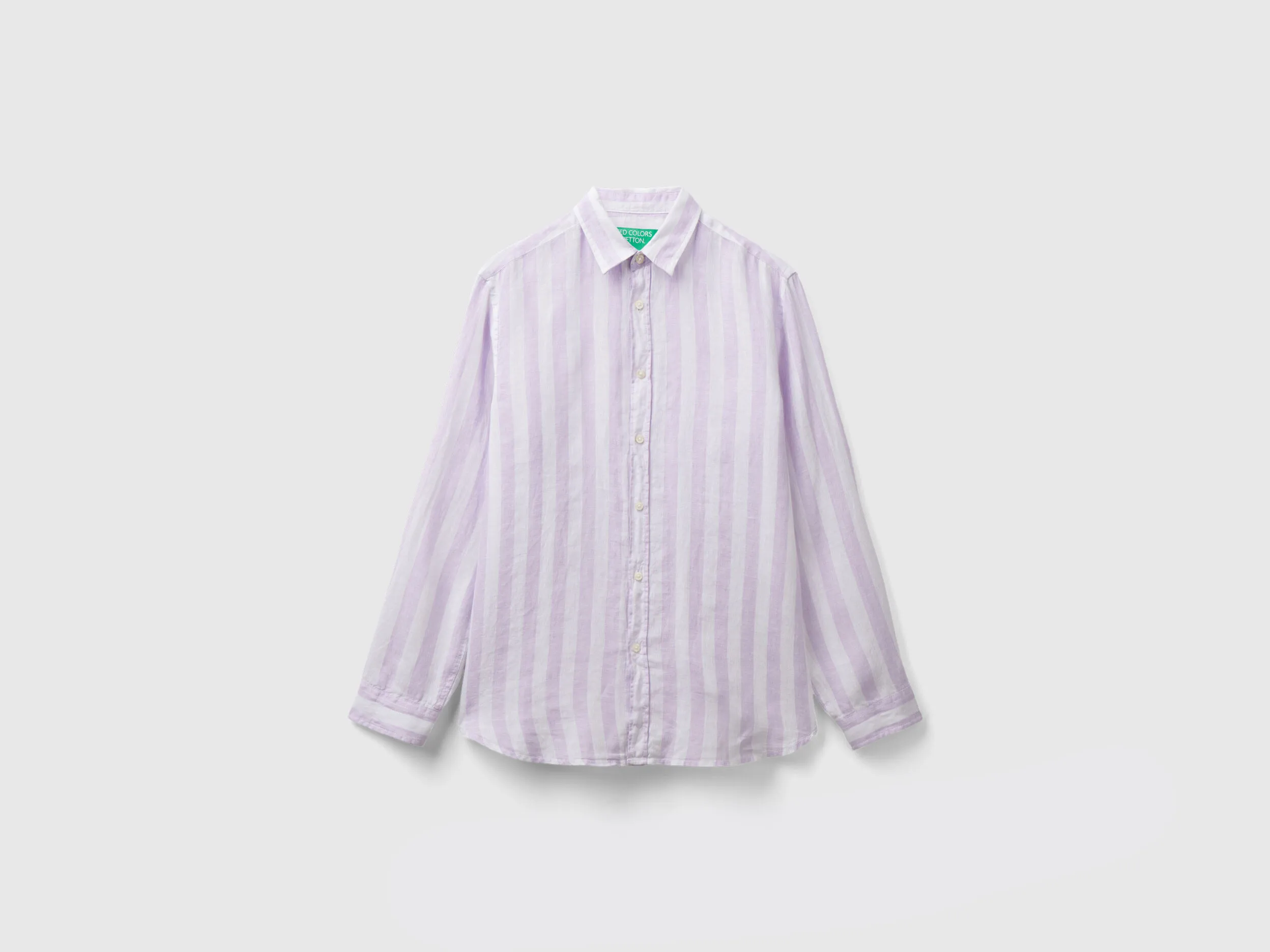 Shirt in pure linen - Lilac | Benetton