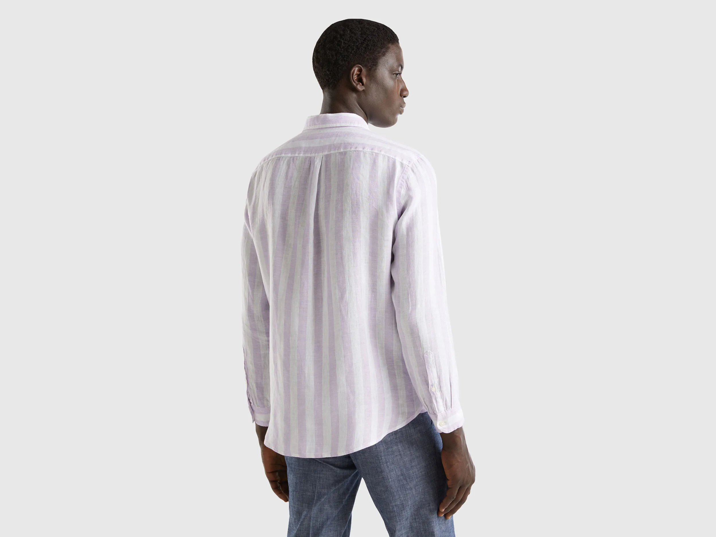 Shirt in pure linen - Lilac | Benetton