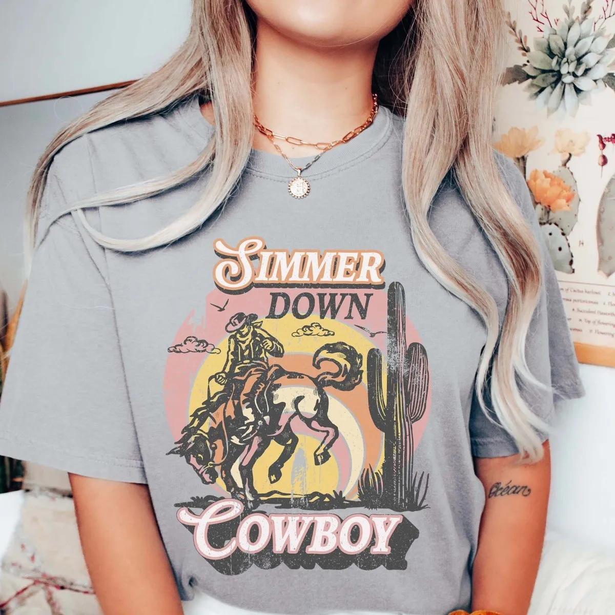 Simmer Down Cowboy Comfort Color Wholesale Tee - Fast Shipping