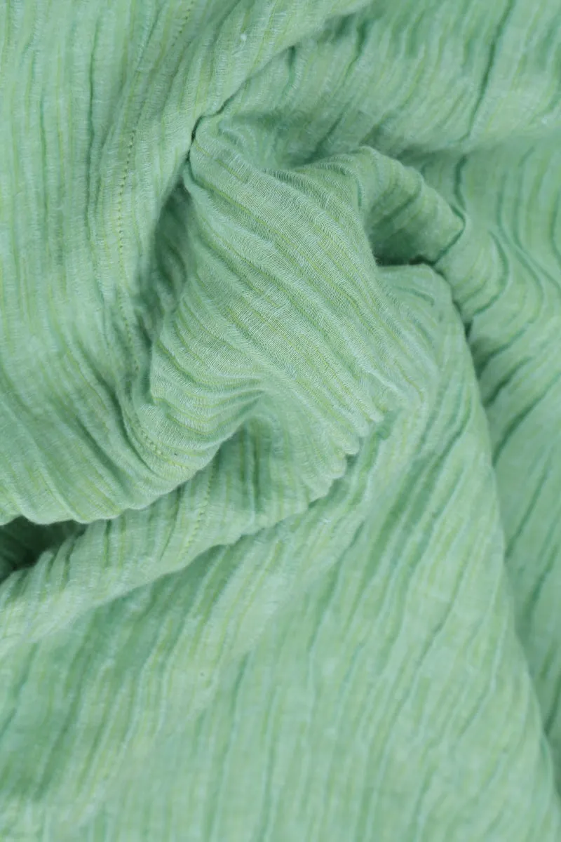 Sleeveless Crinkled Green Sorbet Silk Dress