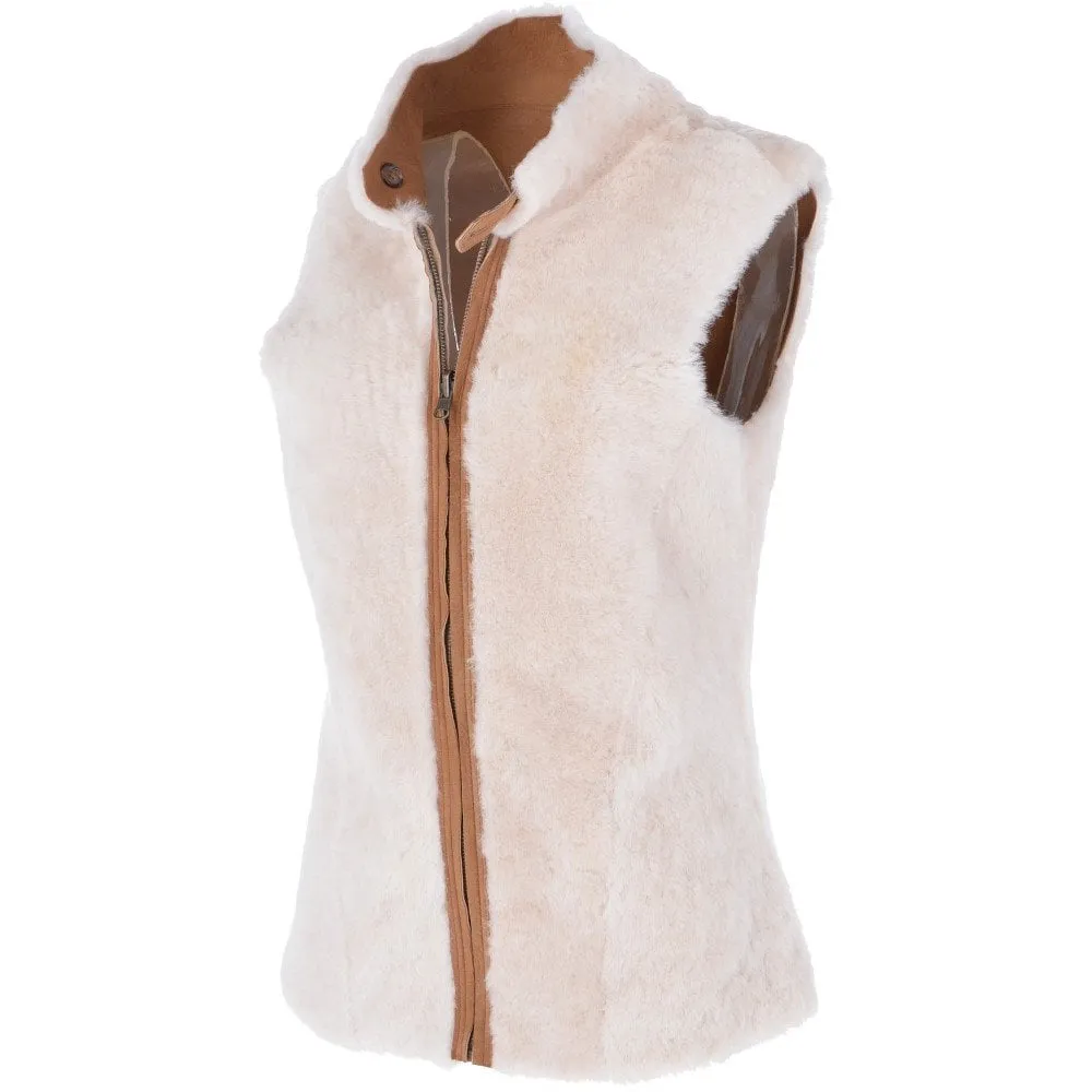 Slimline Reversible Suede Sheepskin Body Warmer Biscuit Tan : Phillipa