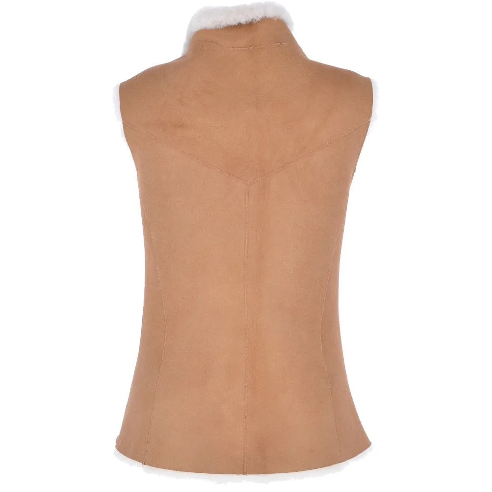 Slimline Reversible Suede Sheepskin Body Warmer Biscuit Tan : Phillipa