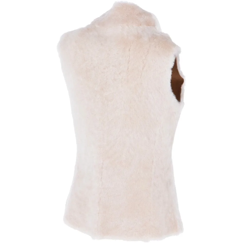 Slimline Reversible Suede Sheepskin Body Warmer Biscuit Tan : Phillipa