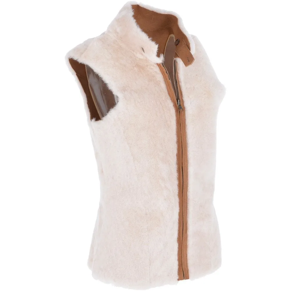 Slimline Reversible Suede Sheepskin Body Warmer Biscuit Tan : Phillipa