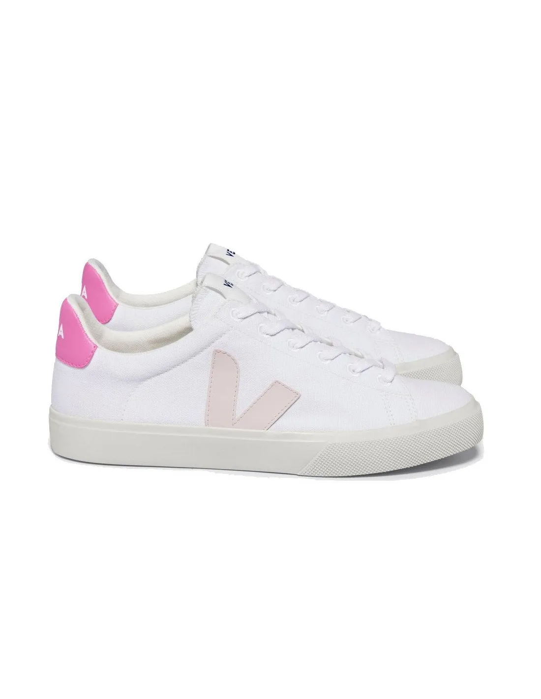 Sneakers Veja donna CA01034 Campo canvas bianco rosa