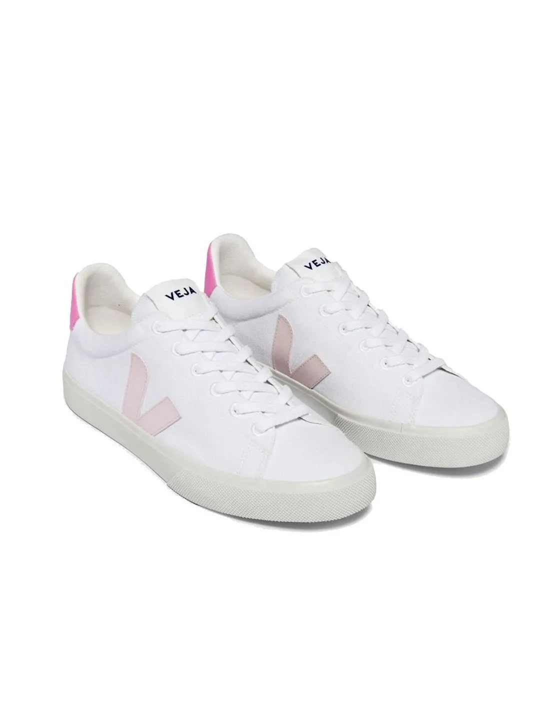 Sneakers Veja donna CA01034 Campo canvas bianco rosa