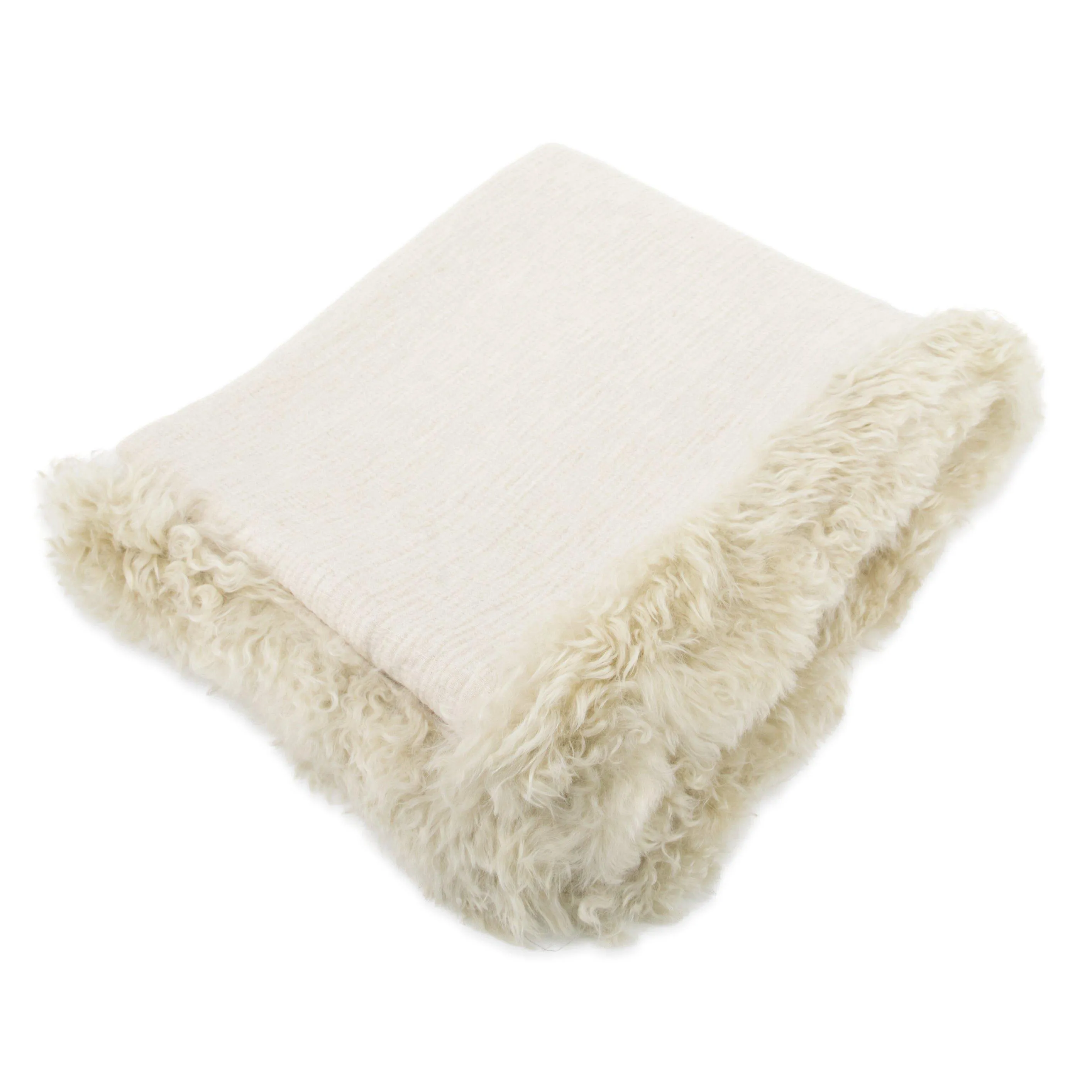 Soft Furnishings | Beige Linen Blanket Sheepskin Trim 140x180cm | Native Natural