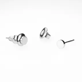 Solid Gold Ladies Jewelry Modern Simple Flat Ring Shape Studs Design SE10W