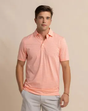 Southern Tide brrr°-eeze Beattie Stripe Performance Polo: Desert Flower Coral