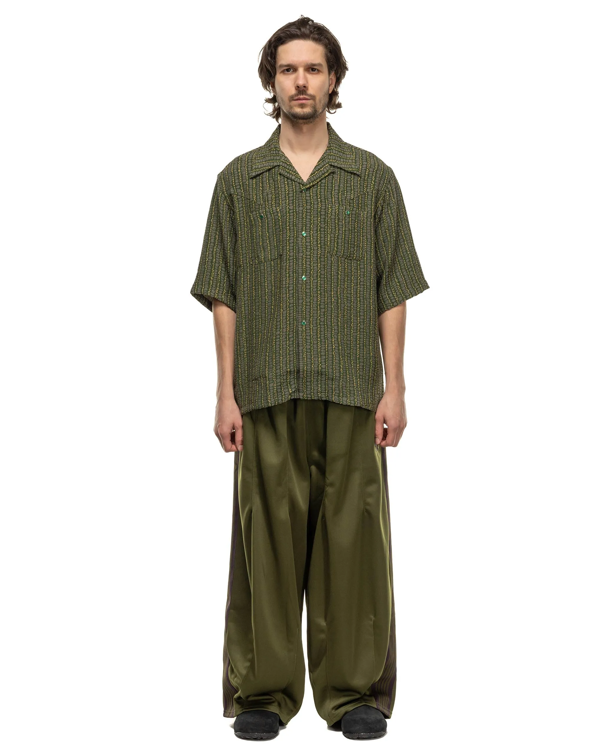 S/S Cowboy One-Up Shirt - R/AC/PE Abstract Stripe Jq. Green