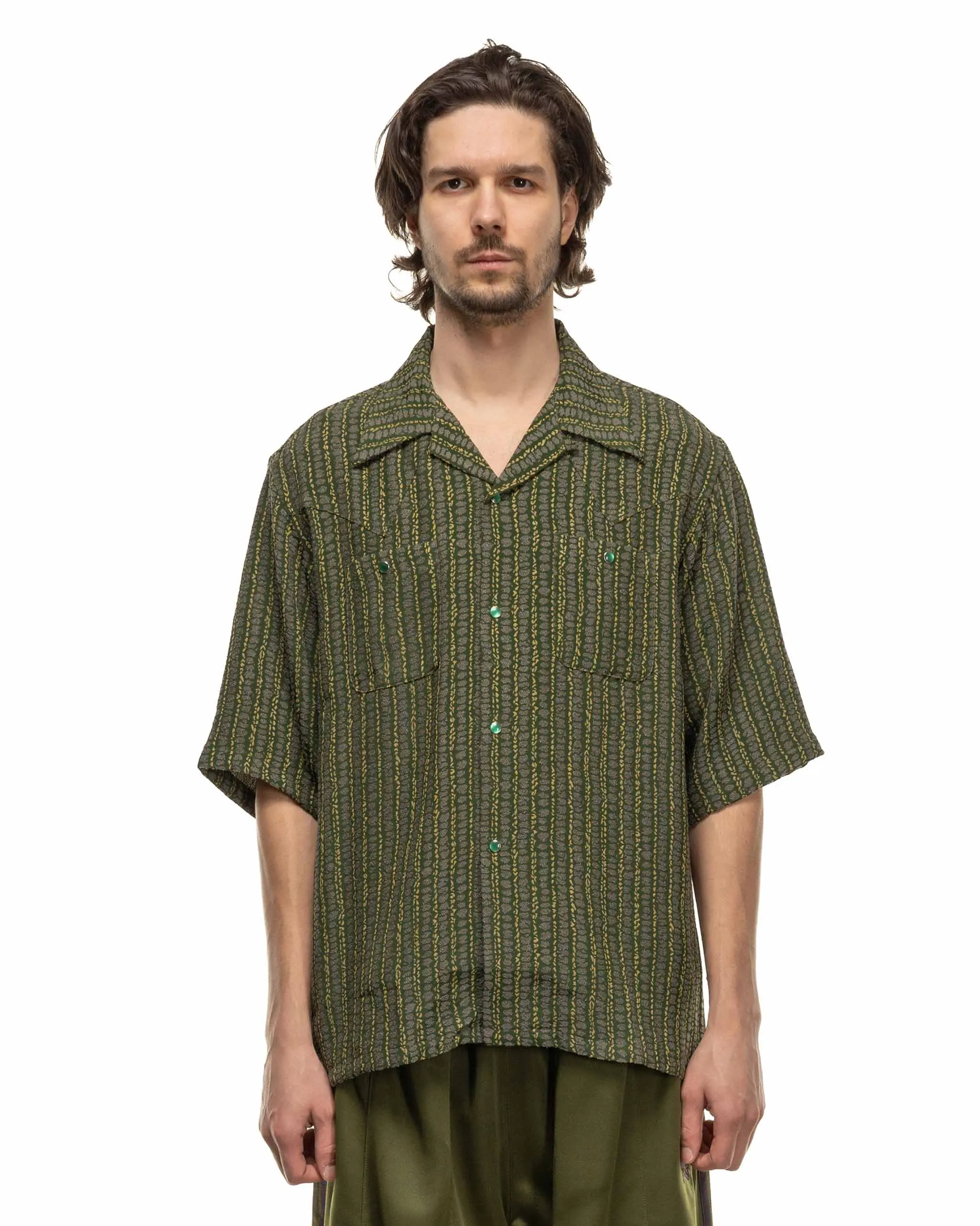 S/S Cowboy One-Up Shirt - R/AC/PE Abstract Stripe Jq. Green