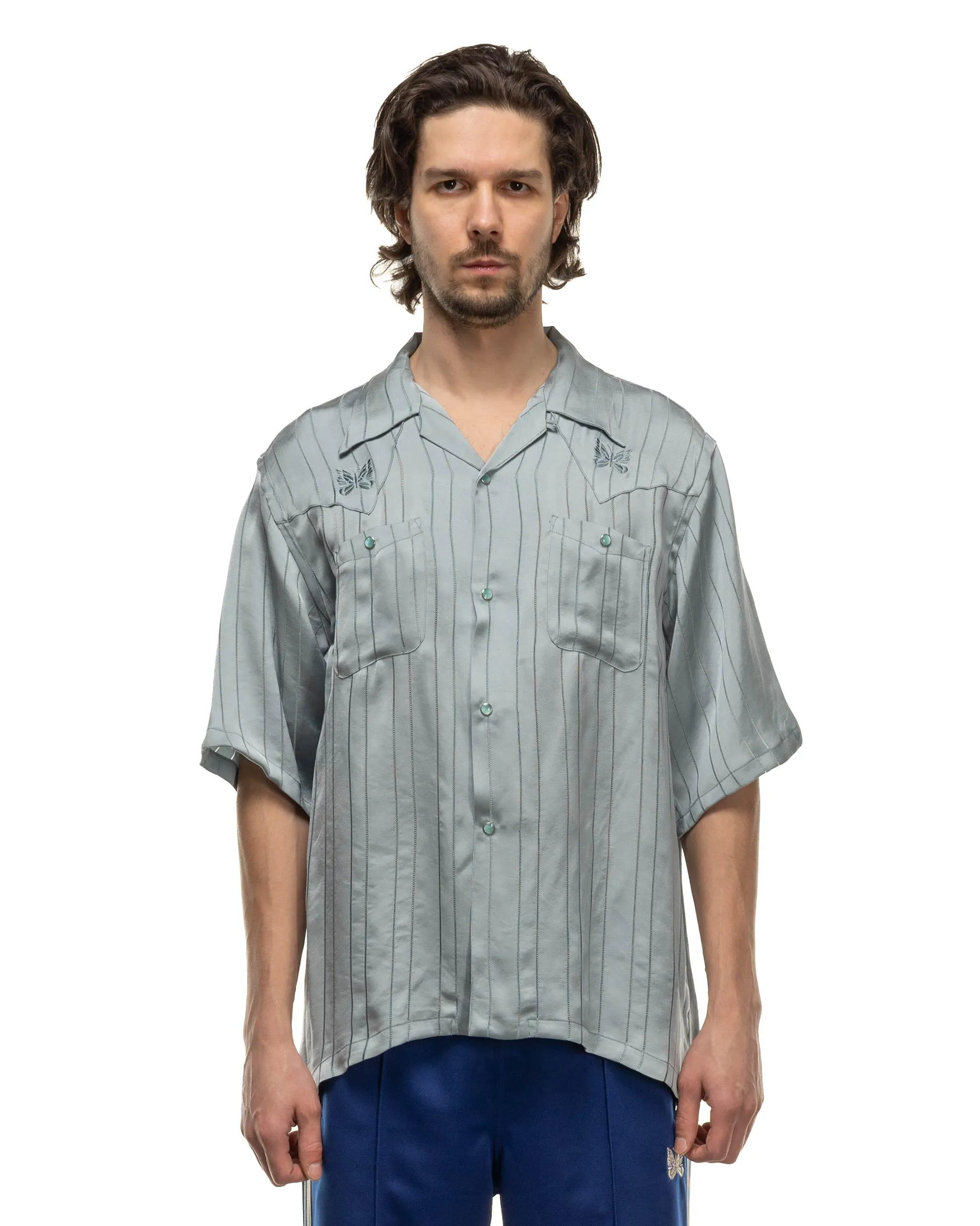 S/S Cowboy One-Up Shirt - TA/CU/PE Georgette Blue