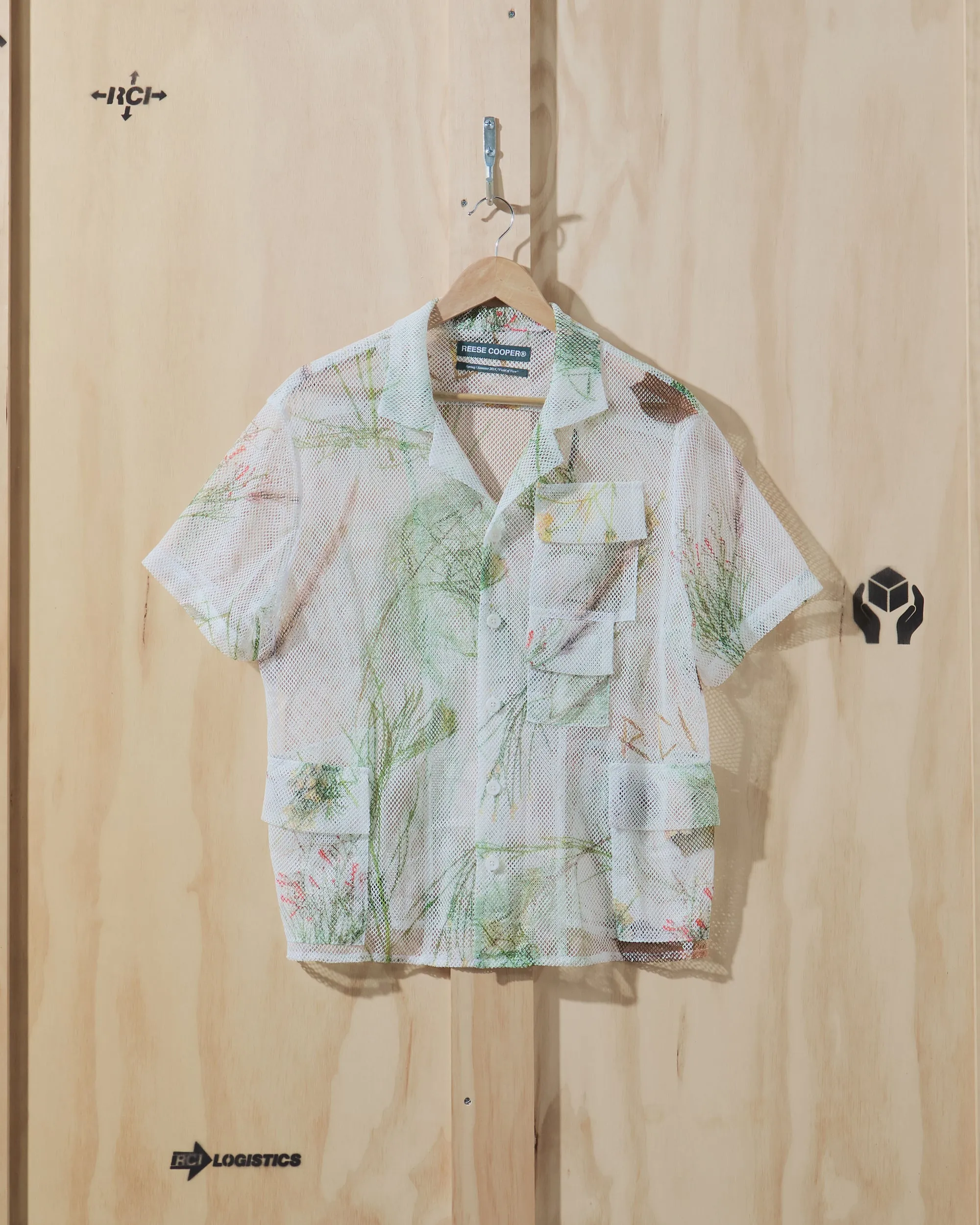 SS24 Desert Brush Printed Mesh Short Sleeve Cargo Shirt