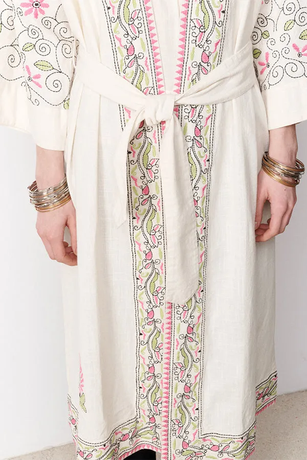 Stella Forest MAEVA LONG EMBROIDERED KIMONO