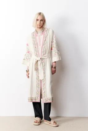 Stella Forest MAEVA LONG EMBROIDERED KIMONO