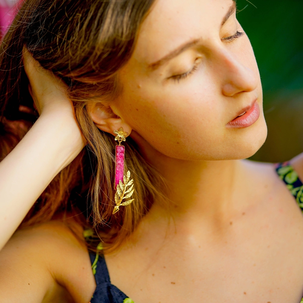 --Sunset leaves earrings-