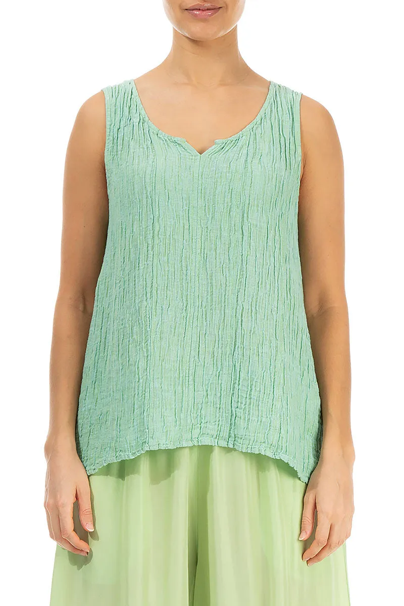 Sweetheart Neck Crinkled Green Sorbet Silk Top