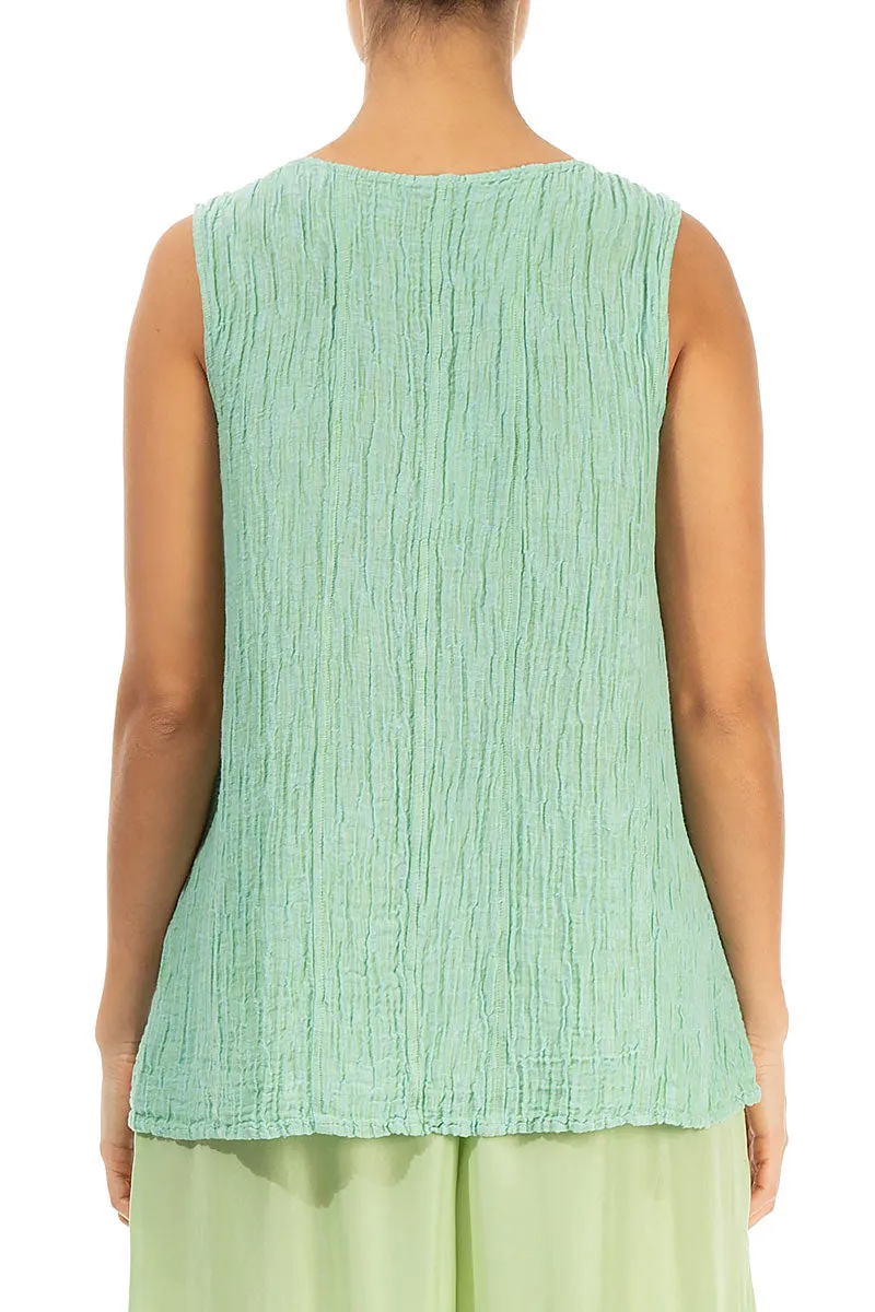 Sweetheart Neck Crinkled Green Sorbet Silk Top