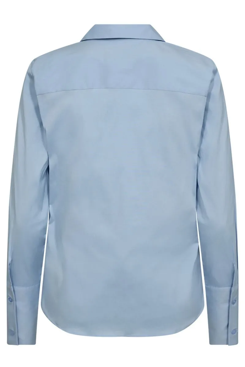 Sybel Satin Shirt | Cashmere Blue | Skjorte fra Mos Mosh