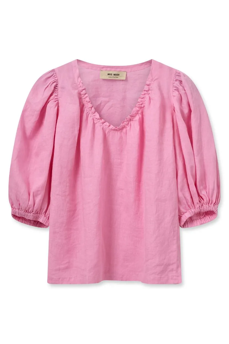 Taissa Linen Blouse | Begonia Pink | Bluse fra Mos Mosh