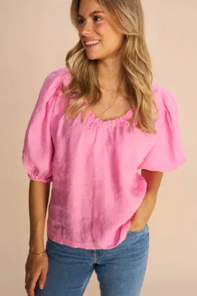 Taissa Linen Blouse | Begonia Pink | Bluse fra Mos Mosh