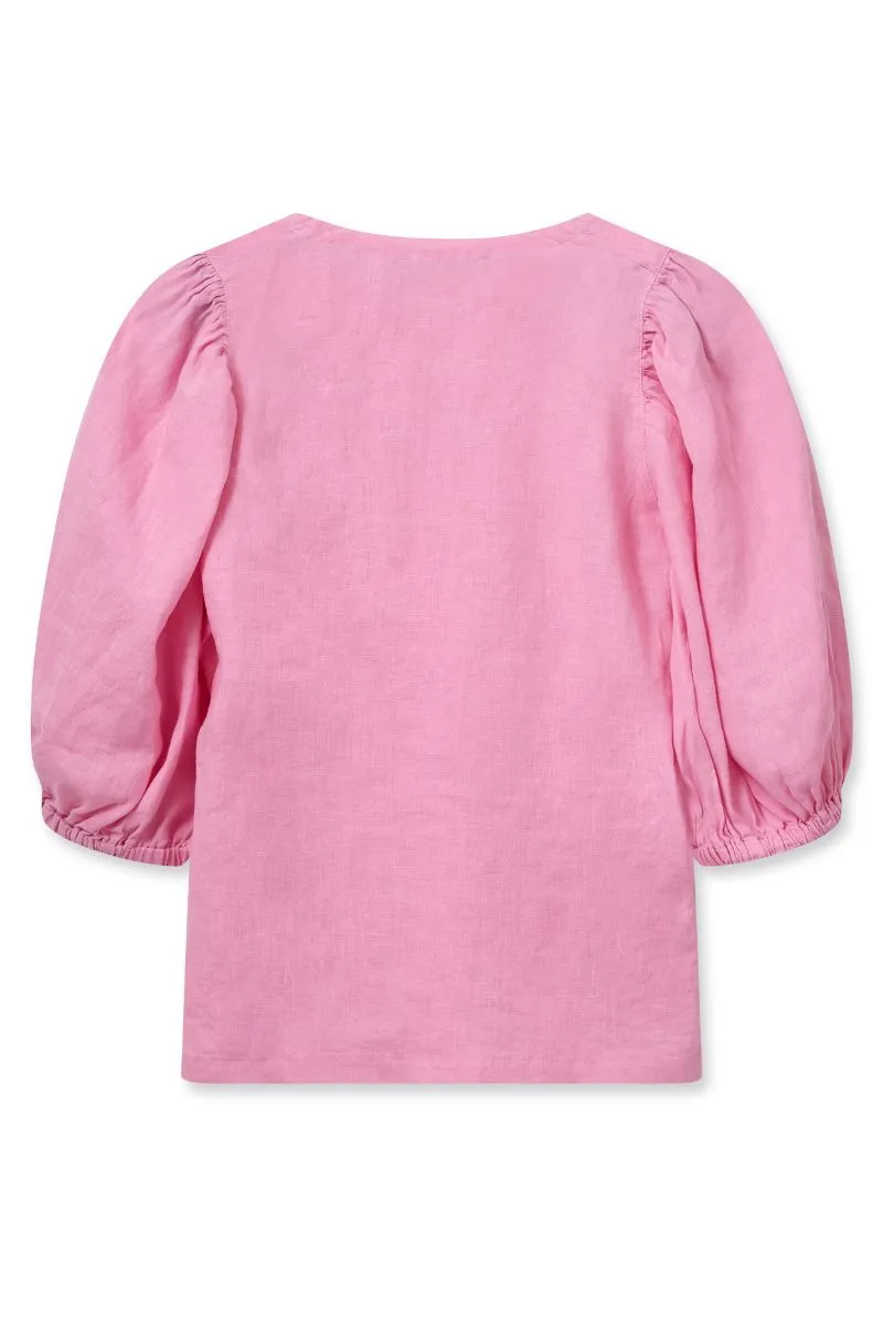 Taissa Linen Blouse | Begonia Pink | Bluse fra Mos Mosh