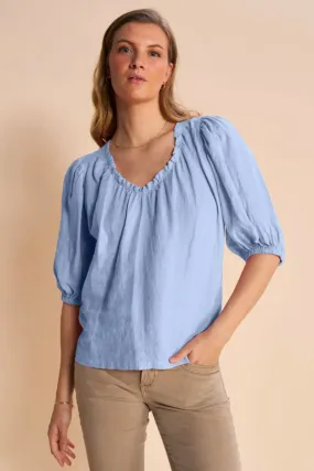 Taissa Linen Blouse | Cashmere Blue | Bluse fra Mos Mosh