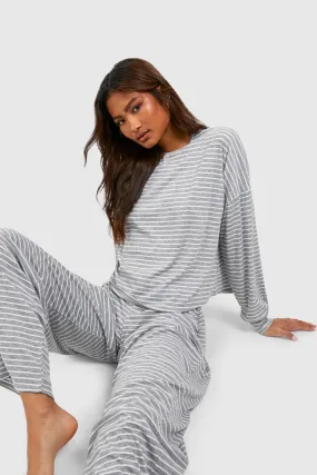 Tall Stripe Jersey Knit Lounge Pants Pj Set