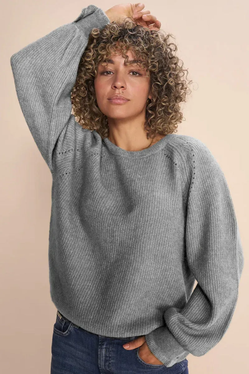 Talli Ls Knit | Grey Melange | Strik fra Mos Mosh