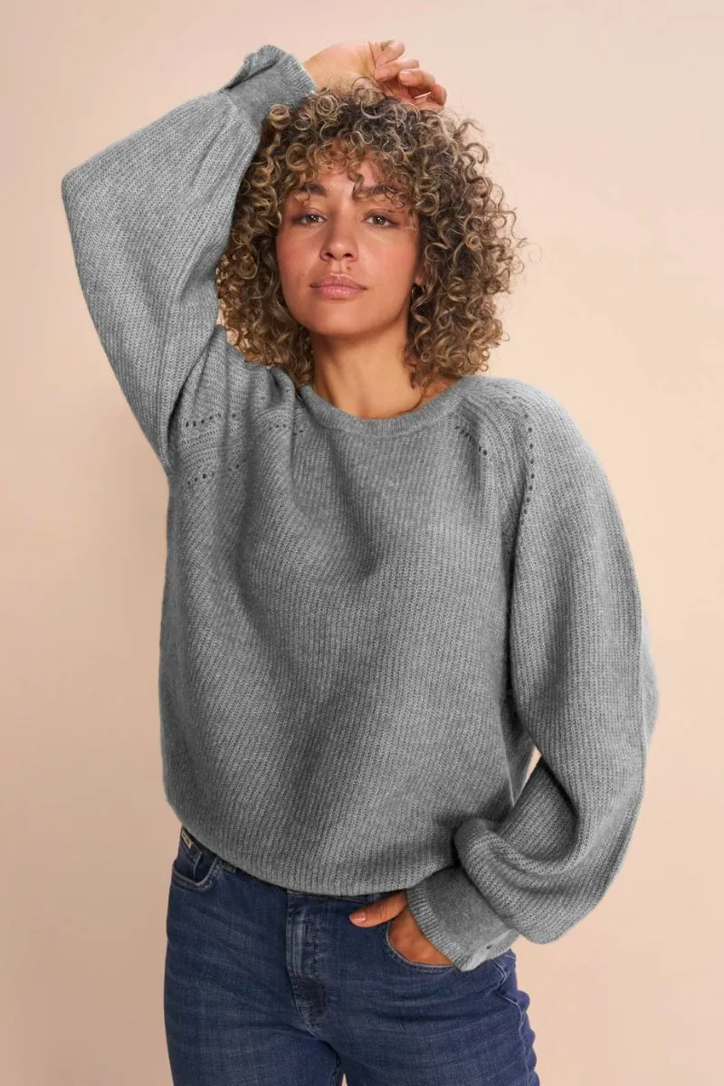 Talli Ls Knit | Grey Melange | Strik fra Mos Mosh