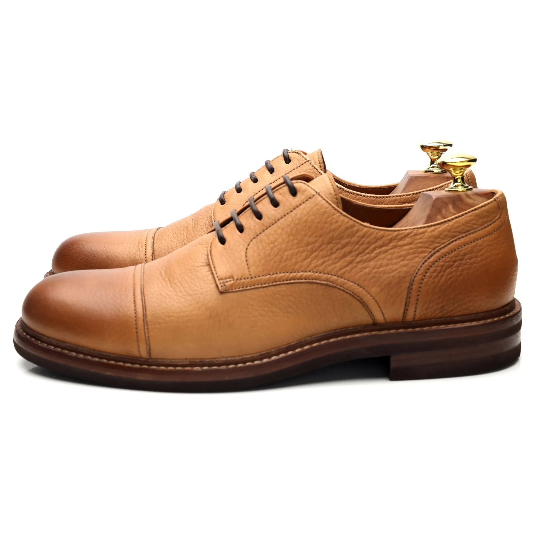 Tan Brown Leather Cap Toe Derby UK 8 EU 42