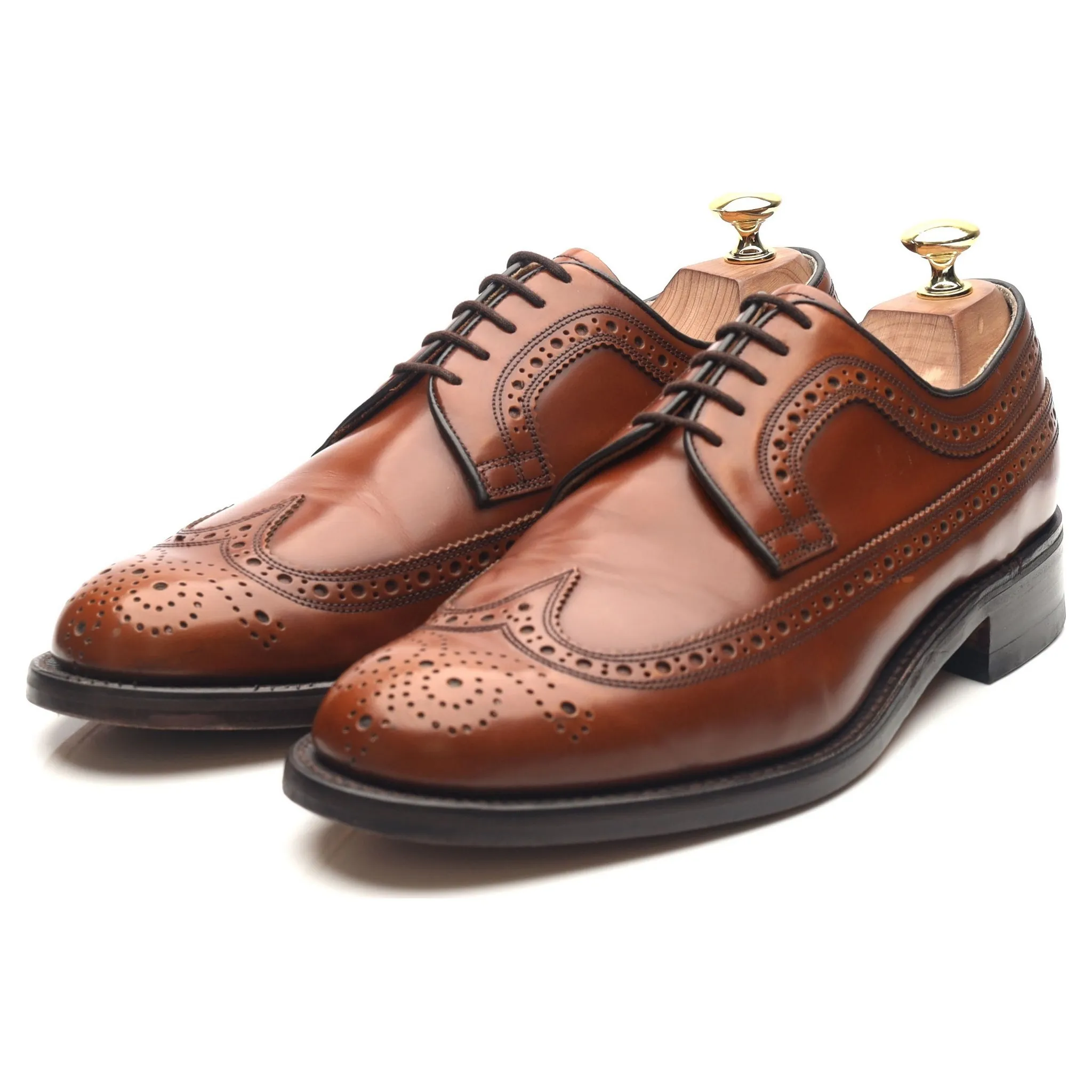 Tan Brown Leather Derby Brogues UK 8 F