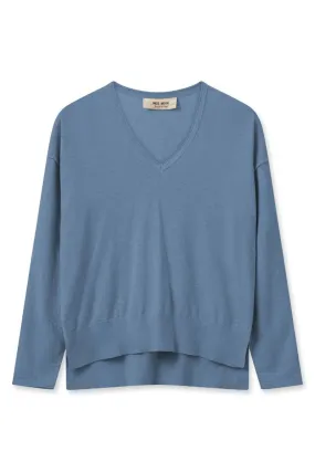 Tani V-neck Knit | Blue Shadow | Strik fra Mos Mosh