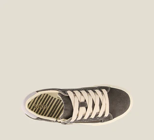 Taos Womens Z Soul Lace Up Sneakers – Graphite/Light Grey Distressed