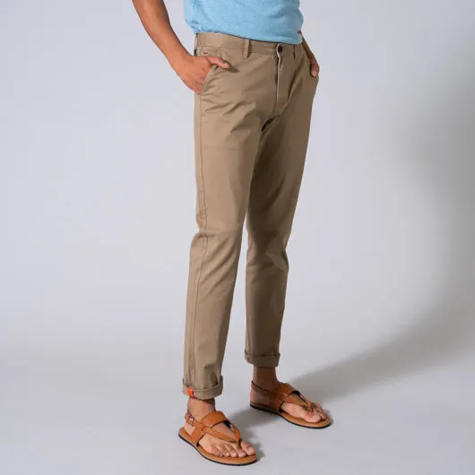 Tawny Birch Beige Cotton Lycra Stretch Chinos