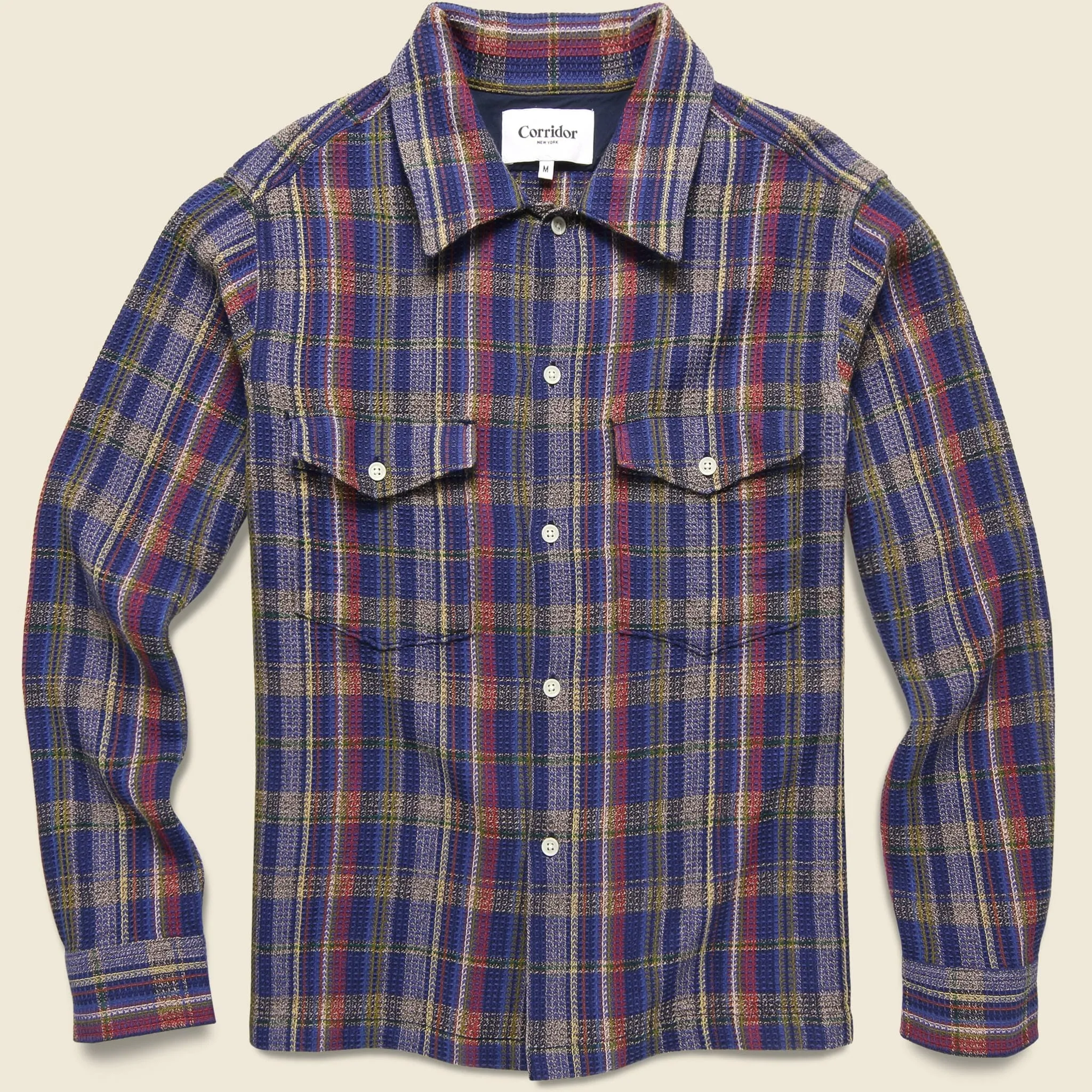 Technicolor Waffle Flannel CPO - Navy