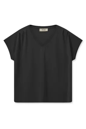 Tekis V-neck Tee | Black | T-shirt fra Mos Mosh