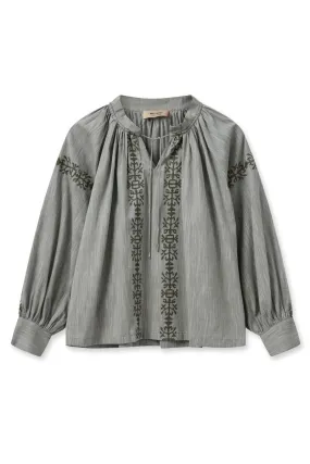 Tessa Embroidery Shirt | Burnt Olive | Skjorte fra Mos Mosh