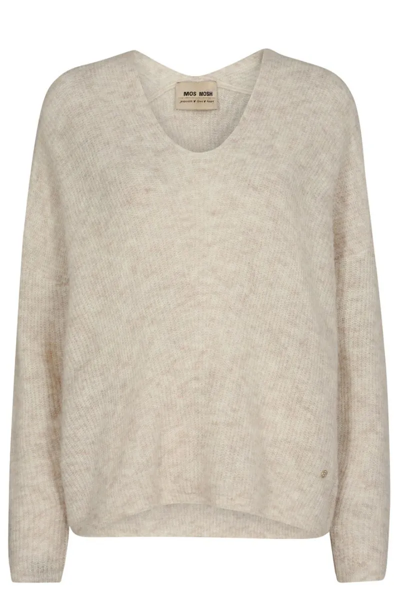 Thora V-neck Knit | Doeskin | Strik fra Mos Mosh