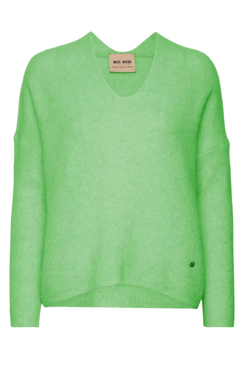 Thora V-Neck Knit | Zephyr Green | Strik fra Mos Mosh