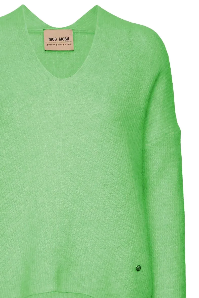 Thora V-Neck Knit | Zephyr Green | Strik fra Mos Mosh