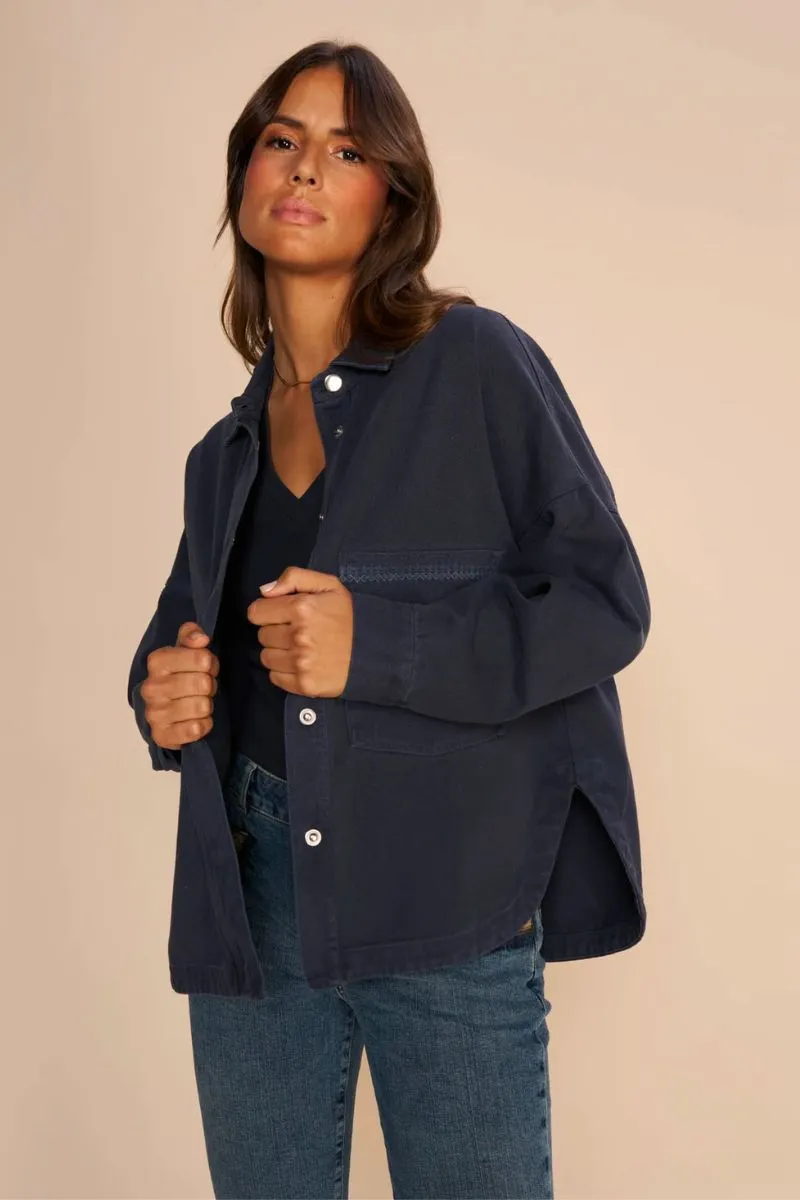 Tia Embroidery Cotton Shirt | Salute Navy | Skjorte fra Mos Mosh