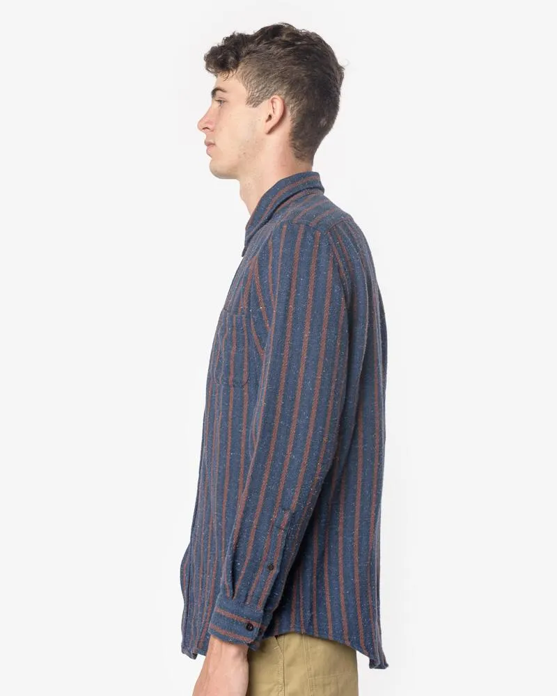 Tica Flannel in Navy Orange Stripe