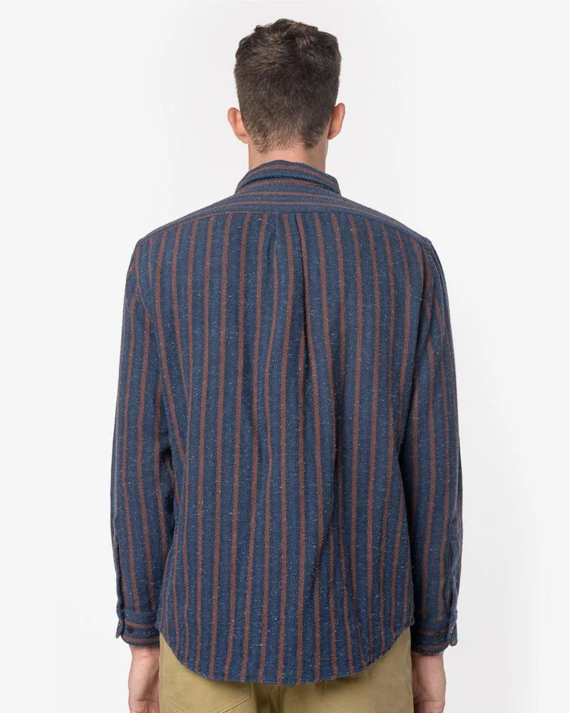 Tica Flannel in Navy Orange Stripe