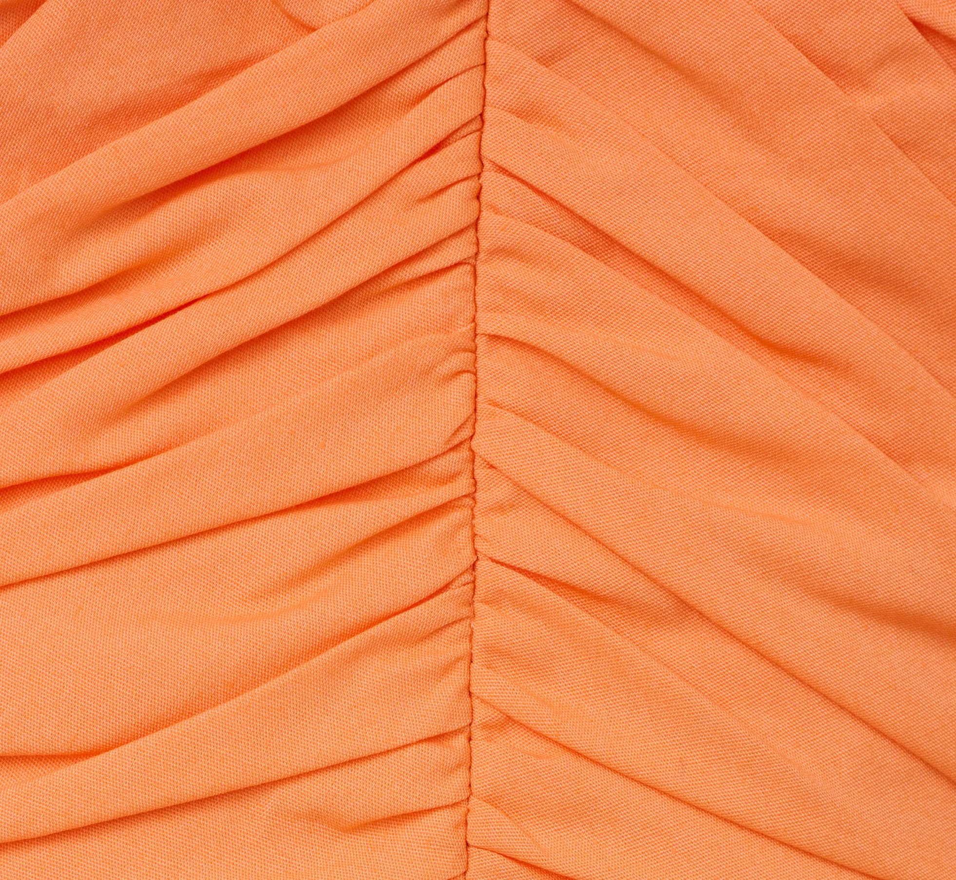 Tie Halter Midi Dress With Shirred Bodice In Apricot Sorbet