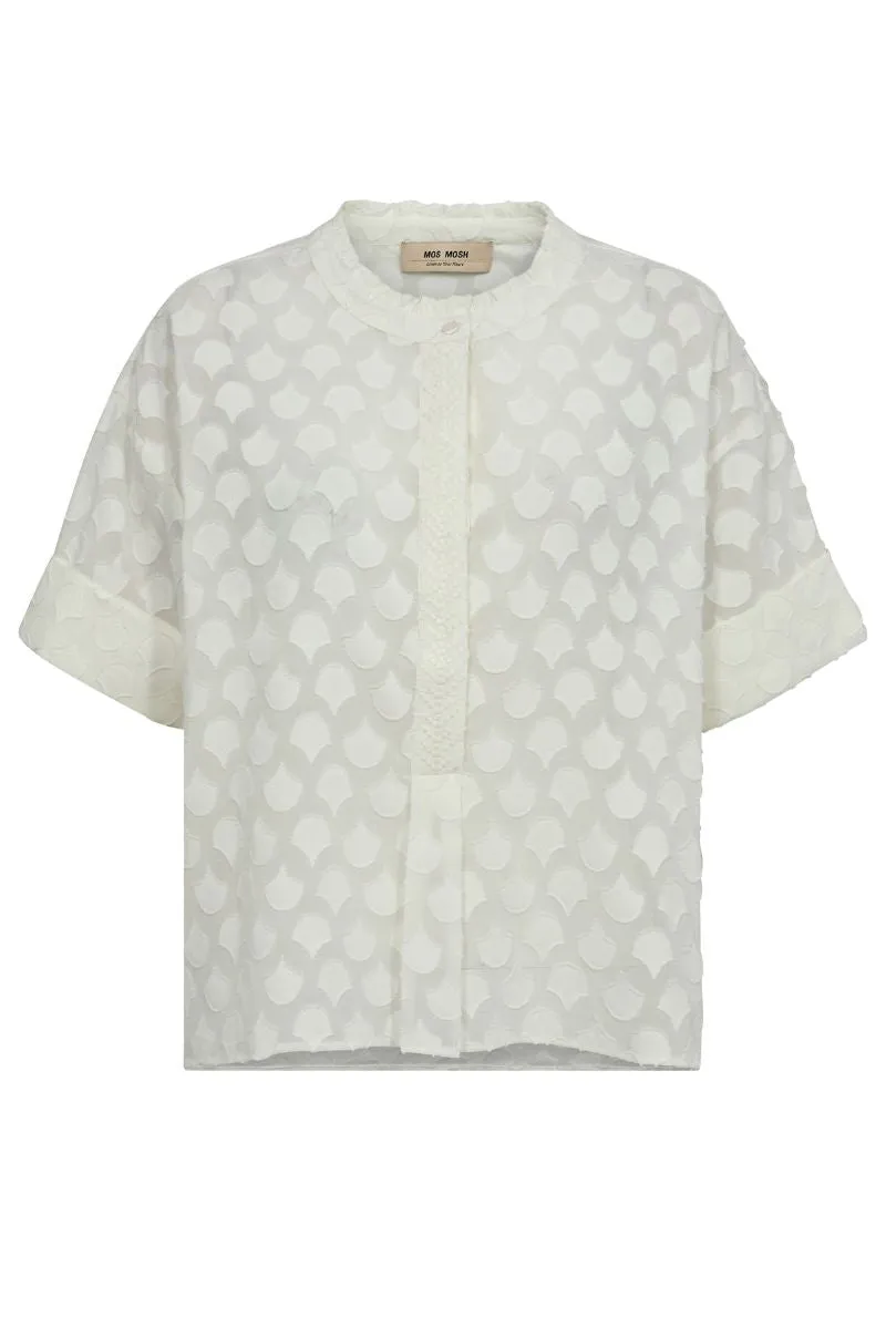 Toba Jacquard Voile Blouse | Ecru | Bluse fra Mos mosh