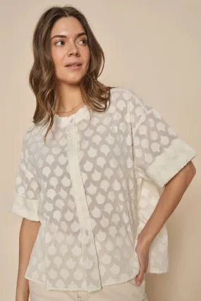 Toba Jacquard Voile Blouse | Ecru | Bluse fra Mos mosh