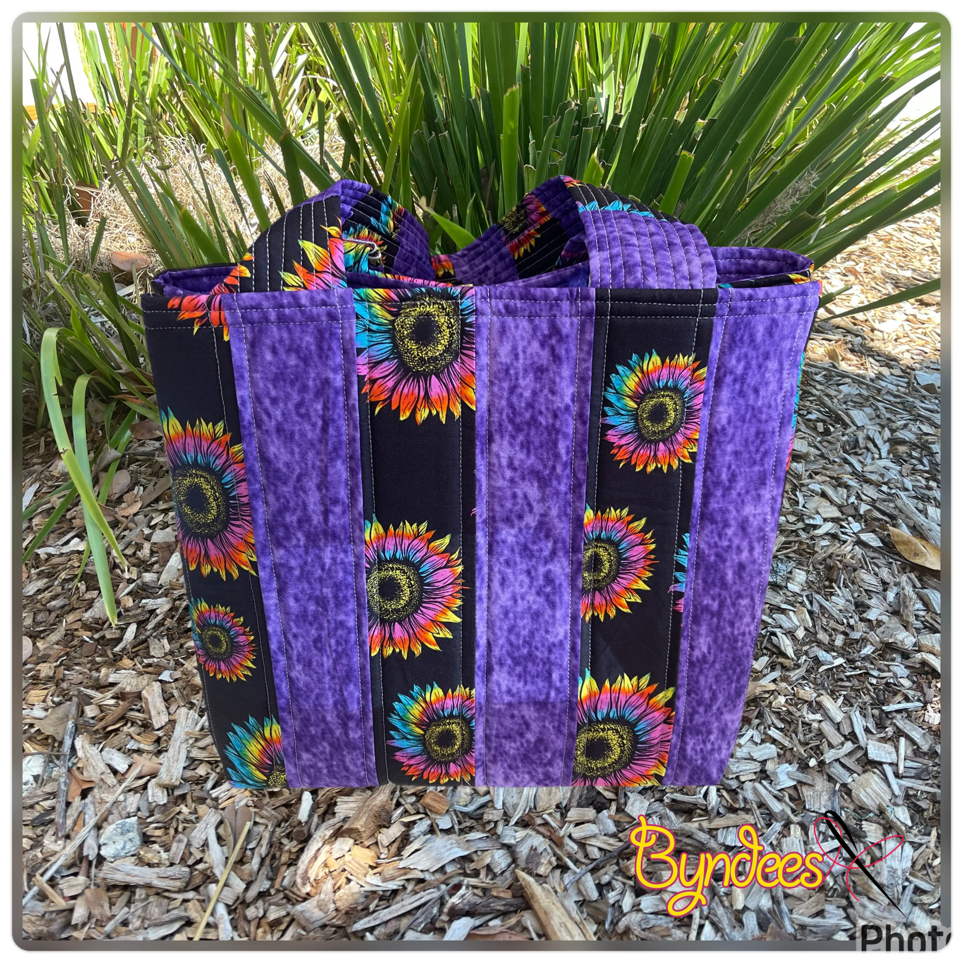 Totally Fun Bag - Bright Flowers with Purple Lining